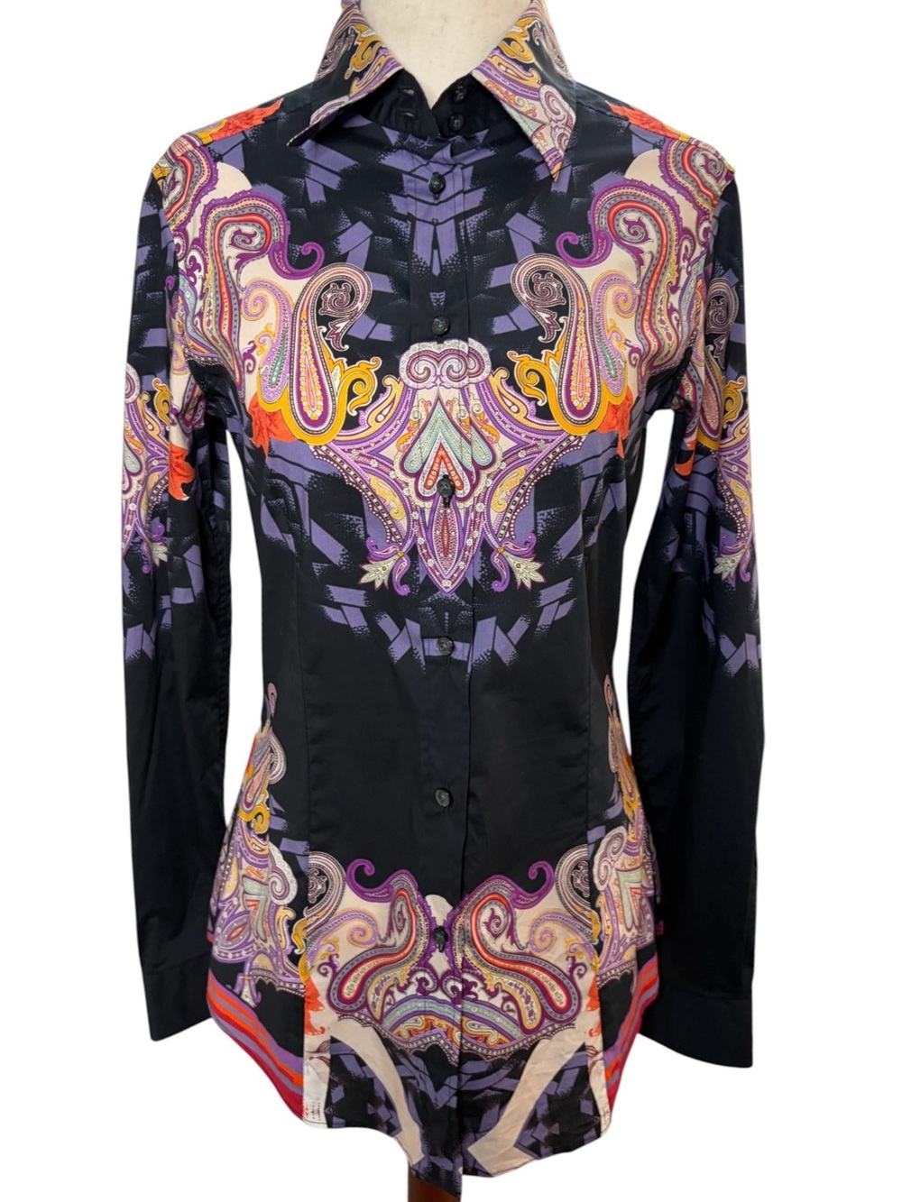 Etro Black Paisley Print Button-Down Shirt
